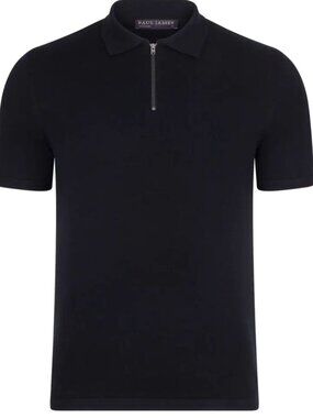 Paul James Navy Quarter Zip Shortsleeve Polo